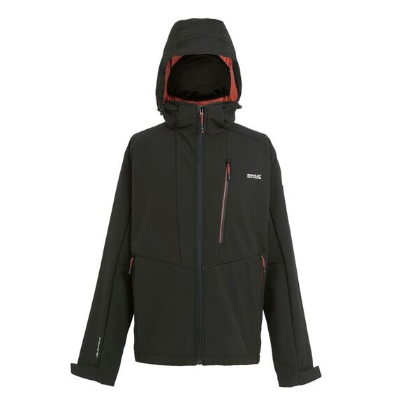 Regatta Mens Hewitts X Colour Block Soft Shell Jacket / Black/Red Ochre